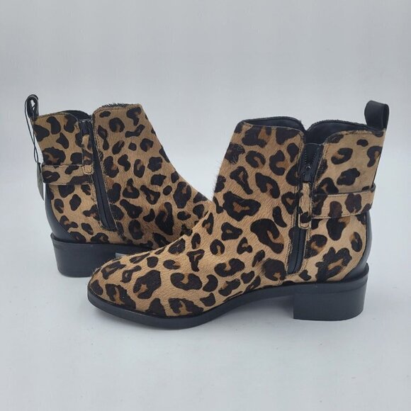 Cole Haan Kimberly Cheetah Print Side Zip Fur Bootie Ankle Boot W22302 Size 6.5B - Picture 3 of 12